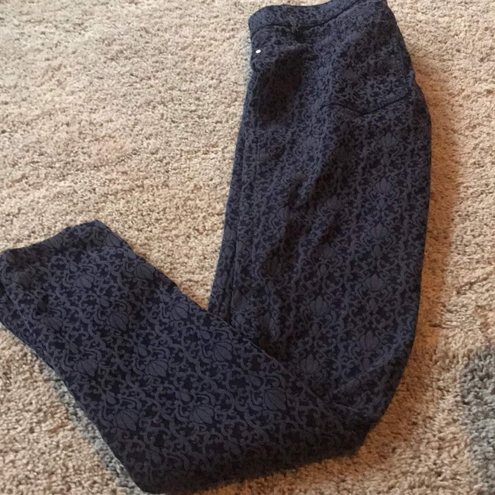 Blue floral patterned jeans